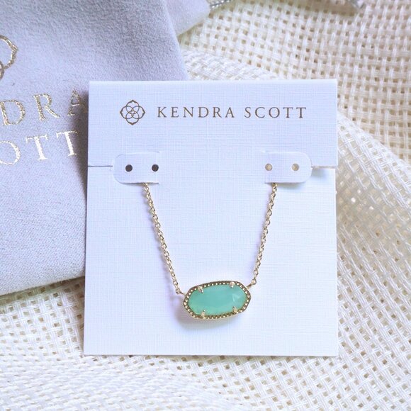 Kendra Scott Elisa Gold Chalcedony Glass Pendant Necklace - Picture 1 of 2